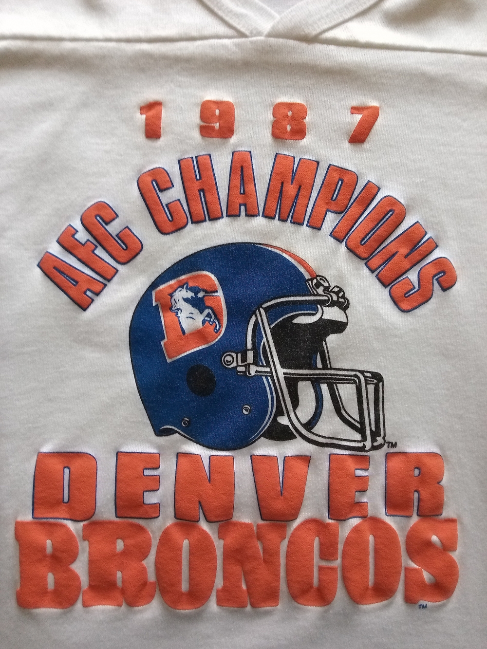 Denver Broncos 1987 AFC Champions White Graphic Tee